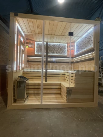 Четырехместная финская сауна Luxury из кедра